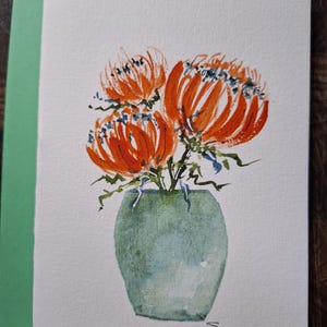 Blanko Karte, Grußkarte, Original Karte, Aquarell Karte, Blumen Karte, Blumen Karte, Unikat Karte, Dankeskarte, Geburtstagskarte