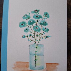 Blanko Karte, Grußkarte, Original Karte, Aquarell Karte, Blumen Karte, Blumen Karte, Unikat Karte, Dankeskarte, Geburtstagskarte