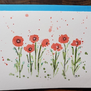 Blanko Karte, Grußkarte, Original Karte, Aquarell Karte, Blumen Karte, Blumen Karte, Unikat Karte, Dankeskarte, Geburtstagskarte