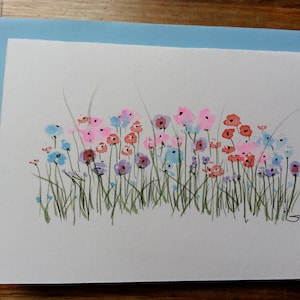 Carte vierge, carte de voeux, carte originale, carte aquarelle, carte fleurs, carte florale, carte unique, carte de remerciement, carte d'anniversaire