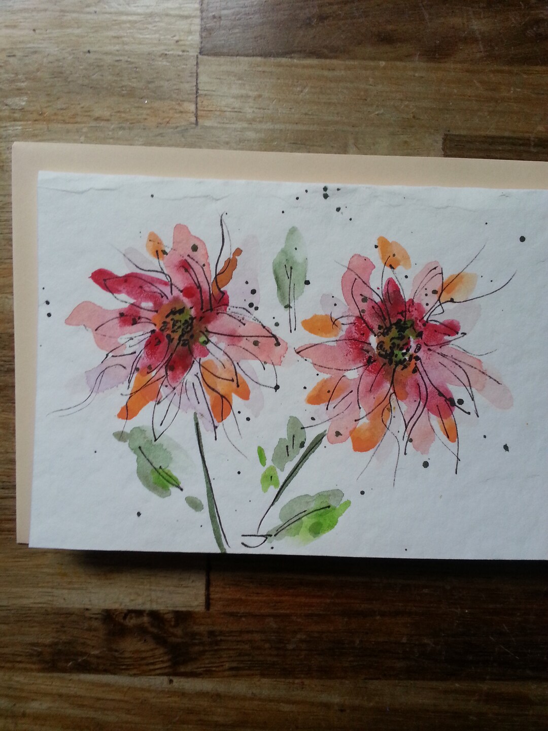 Blank Card, Greeting Card, Original Card, Watercolour Card, Flowers ...