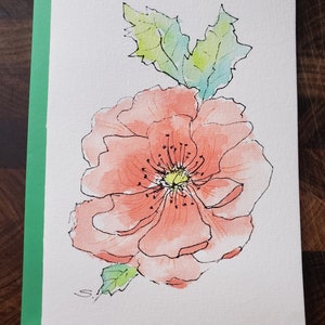 Blanko Karte, Grußkarte, Original Karte, Aquarell Karte, Blumen Karte, Blumen Karte, Unikat Karte, Dankeskarte, Geburtstagskarte