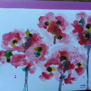 Blanko Karte, Grußkarte, Original Karte, Aquarell Karte, Blumen Karte, Blumen Karte, Unikat Karte, Dankeskarte, Geburtstagskarte