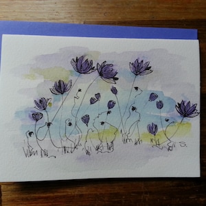 Cartão em branco, cartão de felicitações, cartão original, cartão aquarela, cartão de flores, cartão floral, cartão exclusivo, cartão de agradecimento, cartão de aniversário