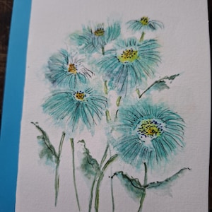 Tarjeta en blanco, tarjeta de felicitación, tarjeta original, tarjeta de acuarela, tarjeta de flores, tarjeta floral, tarjeta única, tarjeta de agradecimiento, tarjeta de cumpleaños