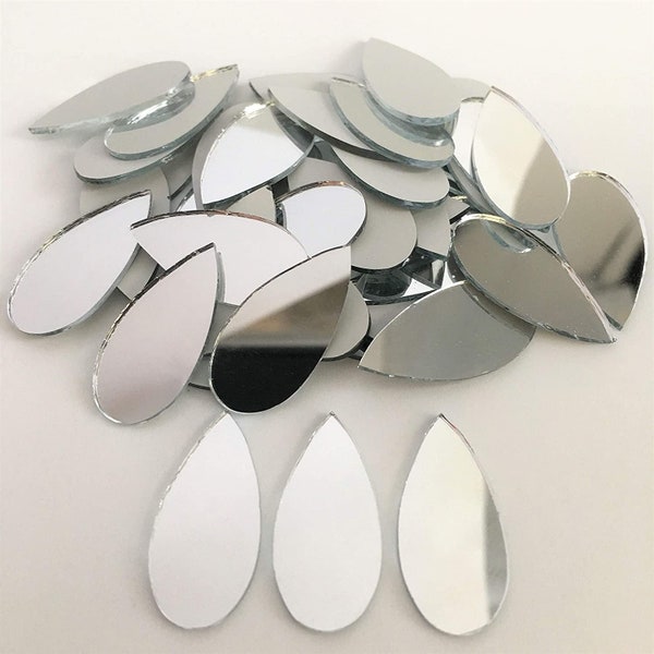 150pcs 1" x 1/2" Teardorp Shape Craft Miroirs Small Mosaic Mirror Tiles for Craft Projects