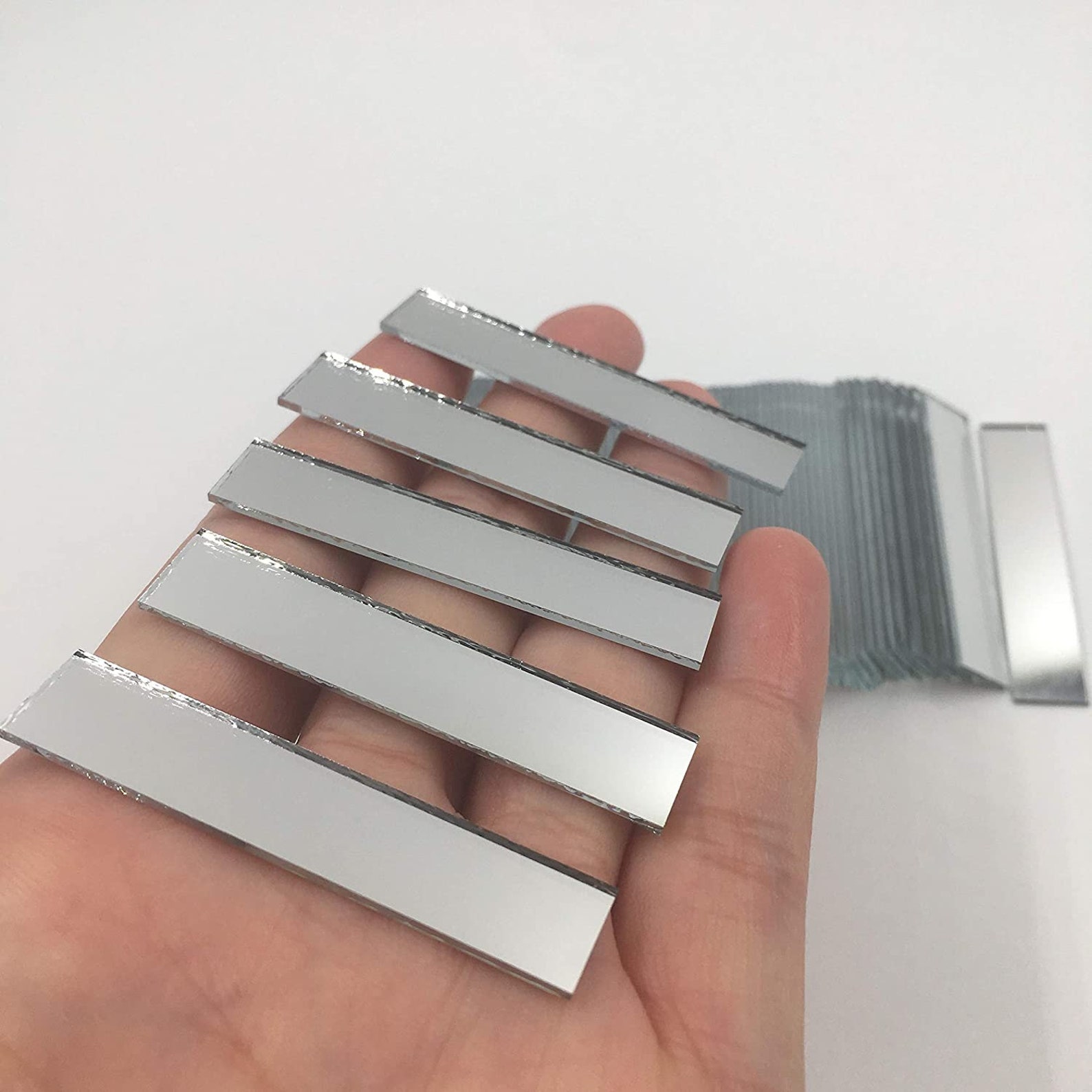 2 Rectangular Mirror Mosaic Tiles Craft Mirrors Etsy