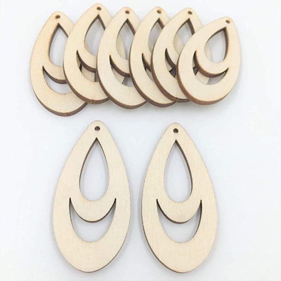 Teardrop Unfinished Wood Earring Blank, Teardrop Earring Blanks