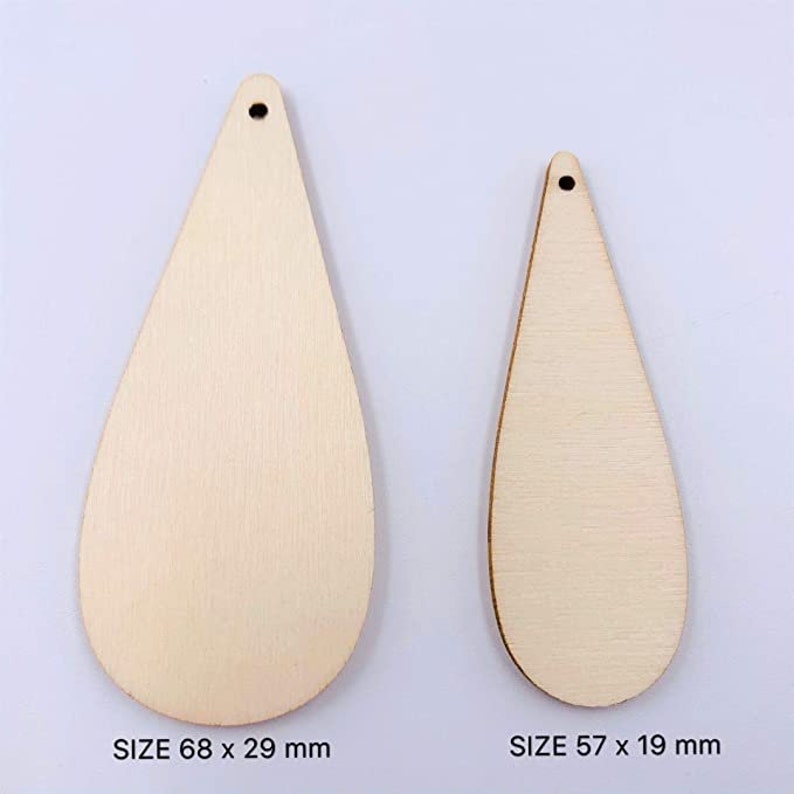 40 Pieces Unfinished Wood Long Teardrop Earring Blanks Laser Cut Pendant Jewelry Shapes Mix Sizes