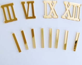 12 pezzi numeri romani specchio cifre dorate e trattini per fai da te un orologio da parete