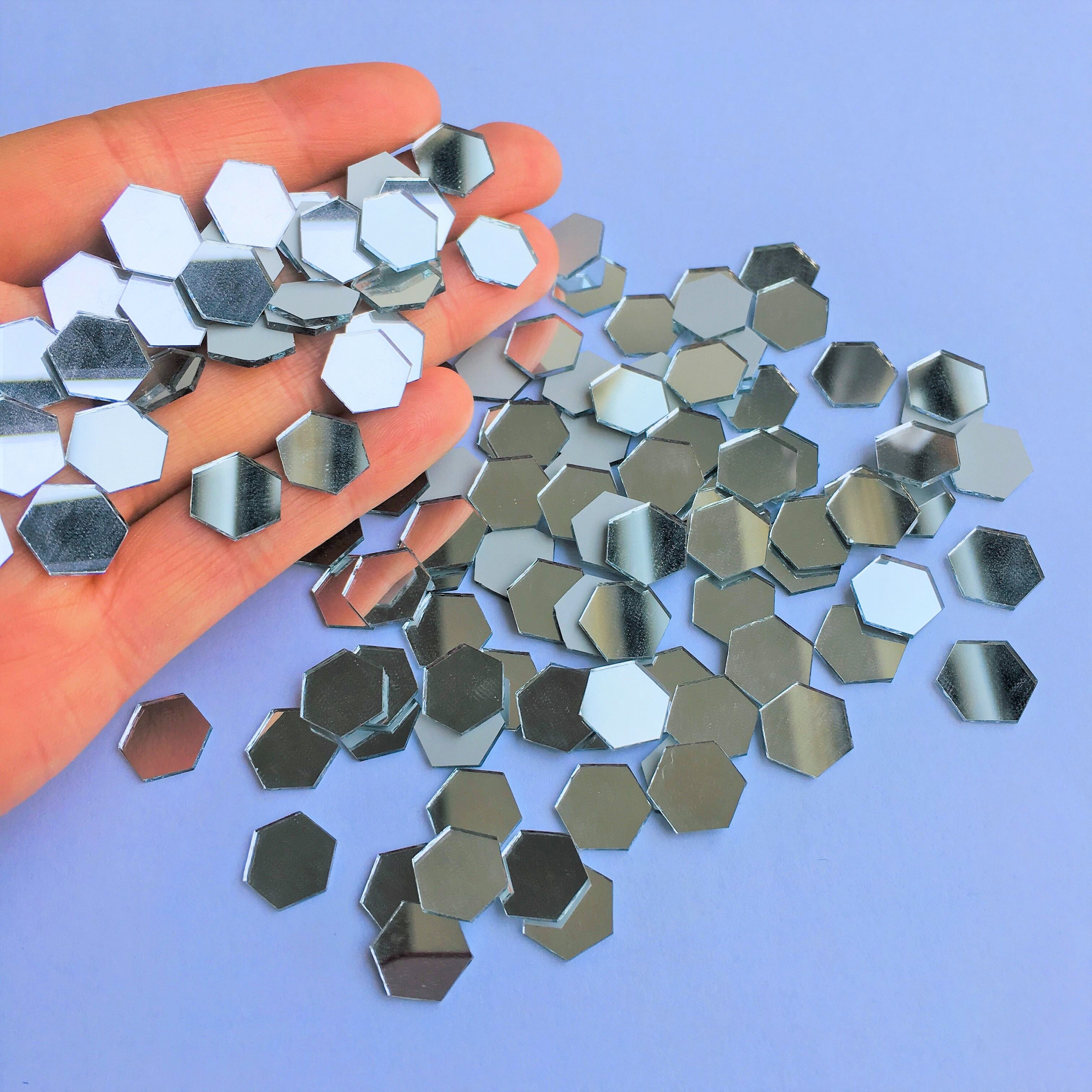 Hexagon Mirror Mosaic Tiles Hexagonal Mirror Pieces for Craft Projects 