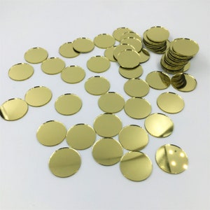 3/4" Round Mirror Mosaic Tiles Gold Coat Craft Mirror Circles Bulk 100 Pieces