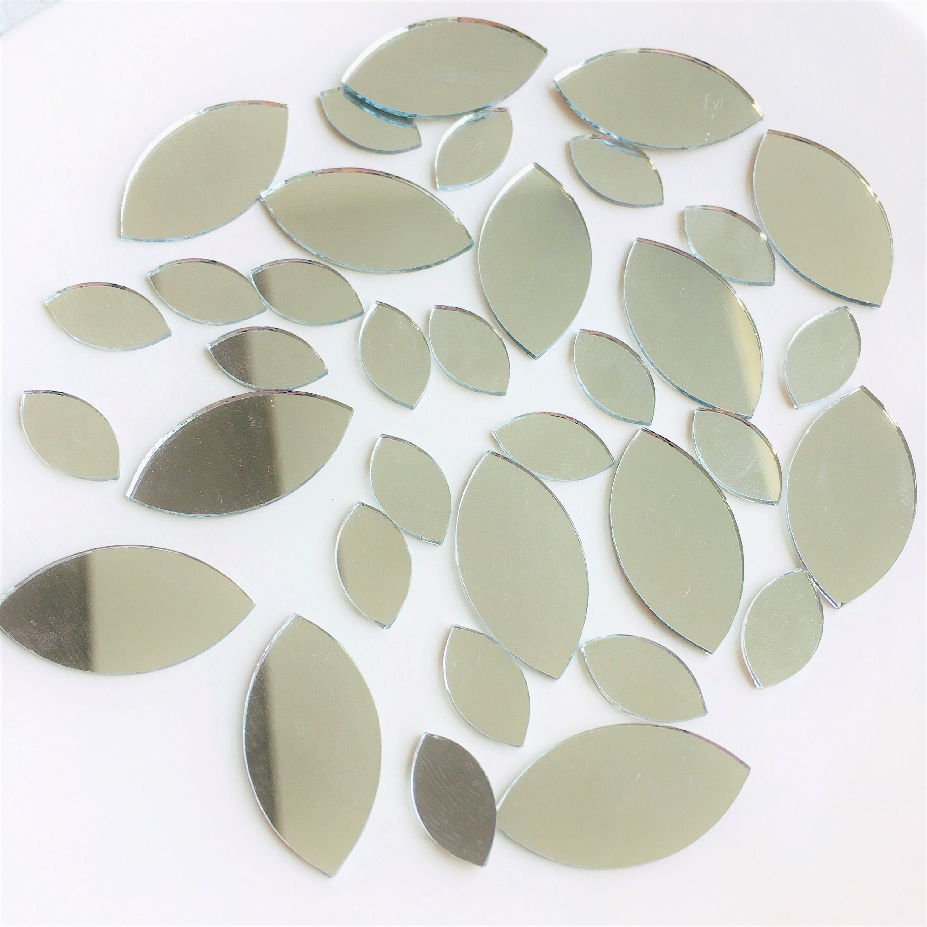 150pcs 1 X 1/2 Teardorp Shape Craft Mirrors Small Mosaic Mirror Tiles for  Craft Projects 