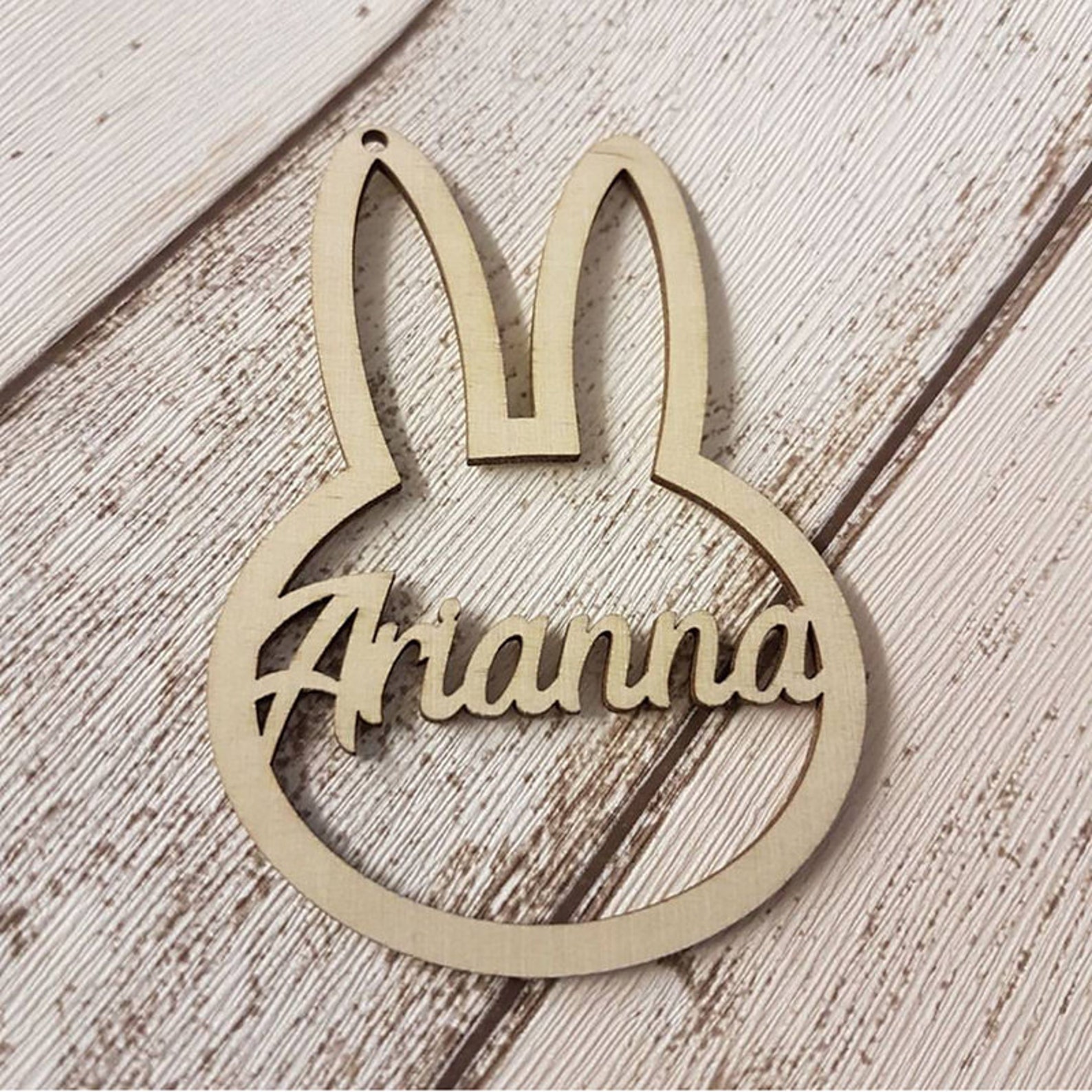 Custom Made Wooden Bunny Rabbit Name Tags Ornaments for Easter Etsy