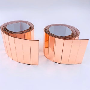 Set di 2 adesivo Specchio Tile Row Real Vetro Specchio Rettangolare Adesivo Rose Oro per Progetti Artigianali 1/2 x 2", 94 Pcs