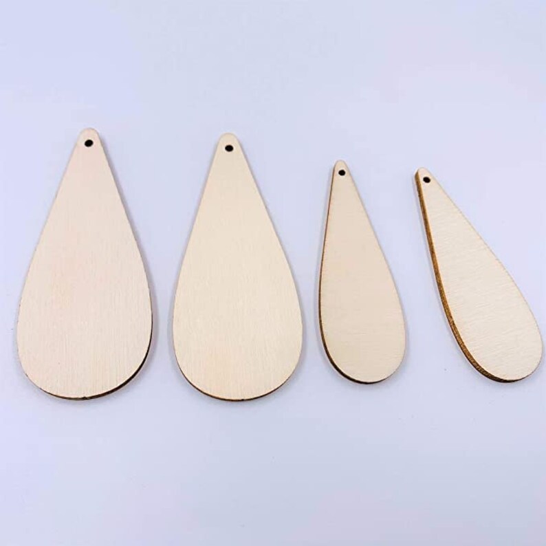 40 Pieces Unfinished Wood Long Teardrop Earring Blanks Laser Cut Pendant Jewelry Shapes Mix Sizes