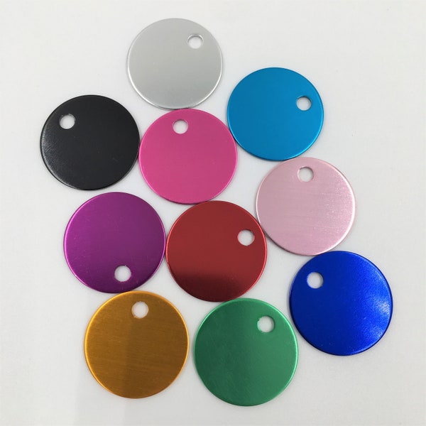 Disques colorés d’ébauches d’estampage en aluminium anodisé coloré pour étiquettes d’animaux de compagnie (paquet de 10)