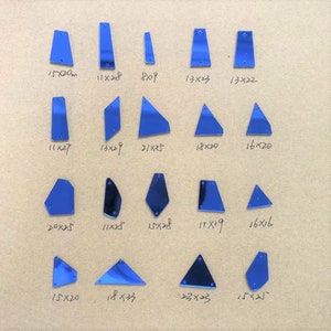 Sapphire Sew on Acrylic Mirrored Rhinestones Crystal Flat Back Mirror Beads for Mirror Suit Costume Accessories Assorted Shapes