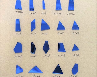 Sapphire Sew on Acrylic Mirrored Rhinestones Crystal Flat Back Mirror Beads for Mirror Suit Costume Accessories Assorted Shapes