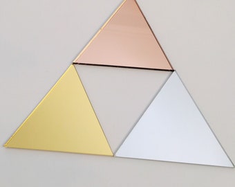 Acrylic Blank Triangles Tiles in Gold Mirror, Silver Mirror, or Rose Gold Mirror for Craft Projects