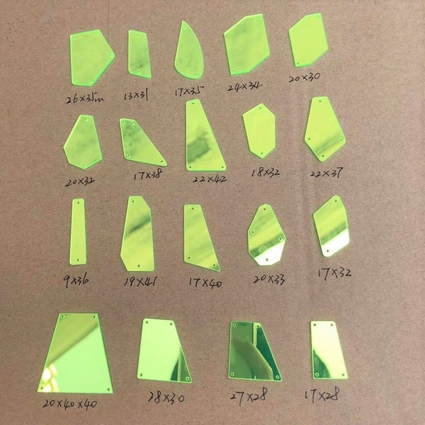 Neon Green Mirror Sew On Rhinestones Mirror Beads Flat Back Crystal Stones for Mirror Suits Dress Costume Accessoires