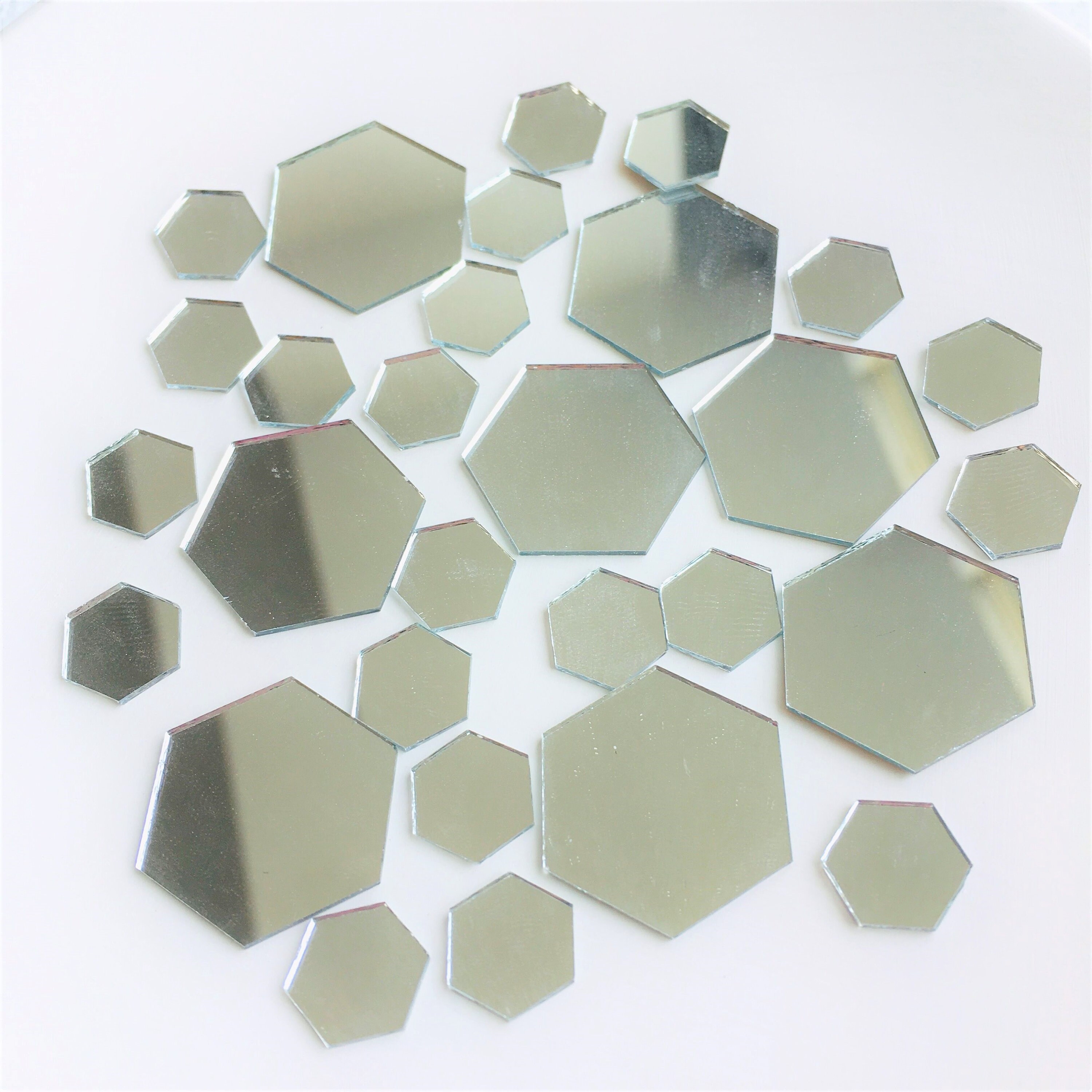 Hexagon Mirror Mosaic Tiles Hexagonal Mirror Pieces for Craft Projects 