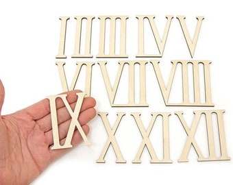 12pcs Wooden Roman Numerals Shape Wood Numerics Numbers Ornaments Craft Decoration