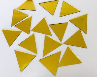 150 Pcs 1" Triangle Mirrors Small Gold Color Mosaic Mirror Tiles for Craft Projects