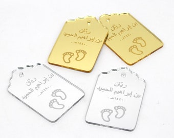 Custom Made Laser Engraved Baby Shower Thank You Tags Gifts Labels Gold / Silver Mirror Logos Birthday Party Decor Favors