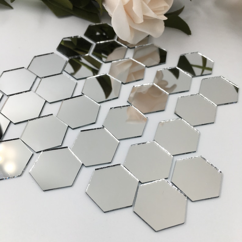 1'' Hexagonal Craft Mirrors Mirror Mosaic Tiles Bulk Etsy