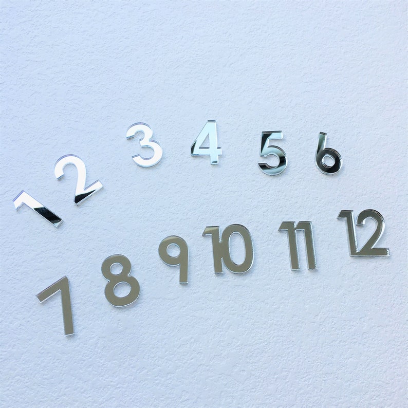 12 piezas de números de acrílico espejados árabes para un reloj de pared imagen 4