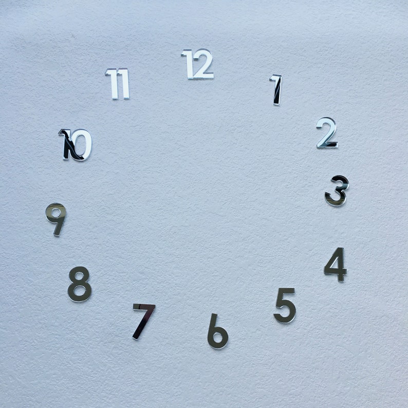 12 piezas de números de acrílico espejados árabes para un reloj de pared imagen 5