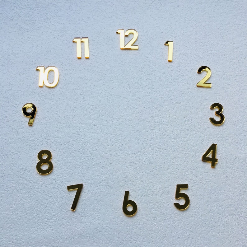 12 piezas de números de acrílico espejados árabes para un reloj de pared imagen 2