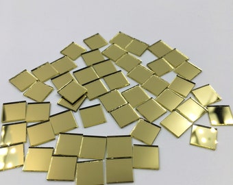 3/8 » Square Mirror Mosaic Tiles Gold Colored Craft Mirrors Bulk 200 Pièces