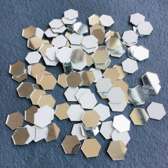 Hexagon Mirror Mosaic Tiles Hexagonal Mirror Pieces for Craft Projects 