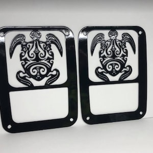 Sea Turtle Tribal Tail Light Guards for Jeep Wrangler JK & TJ; JL-Halogen Lights Only