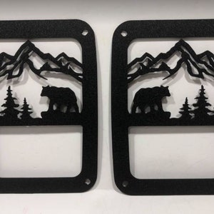 Bear Mountain Scene Tail Light Guards for Jeep Wrangler TJ, JK; JL-Halogens Only