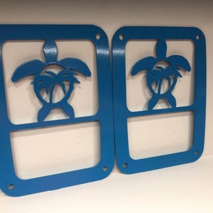 Sea Turtle w/Palm Tree Tail Light Guards for Jeep Wrangler JK & TJ; JL-Halogen Lights Only