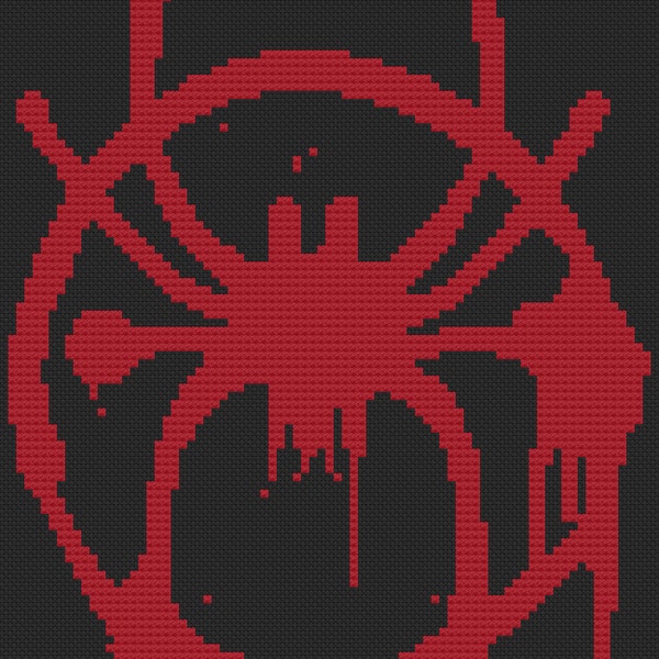 Miles Morales Spider-Man Spider-Verse Symbol Cross Stitch Pattern