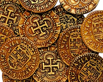 One Golden Doubloon Pirate Treasure Replica Felipe II 1556to1598