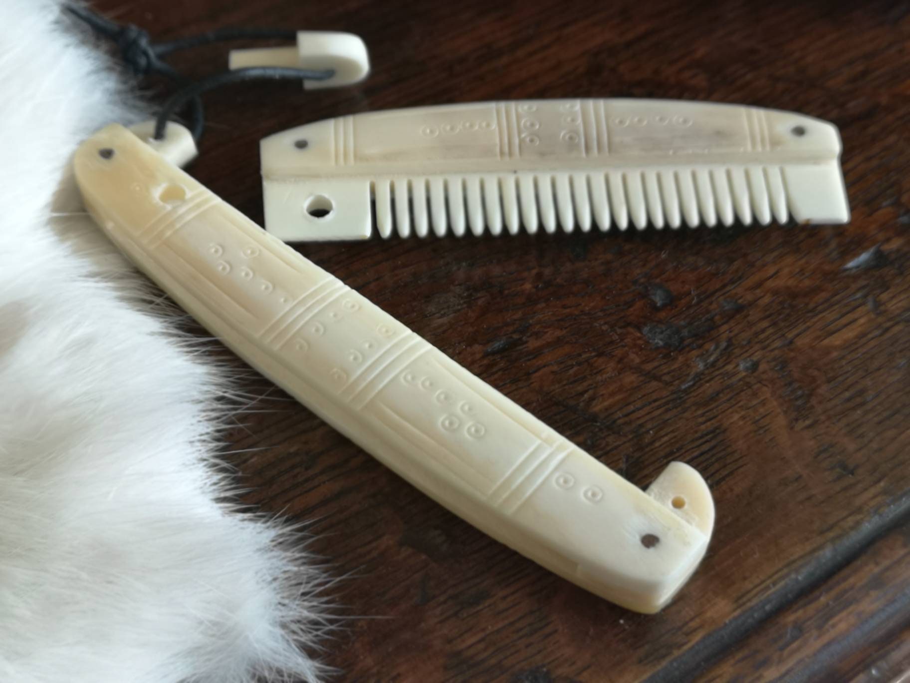 Bone Comb Hand Made Viking Bone Comb With Carvings and Case Etsy UK