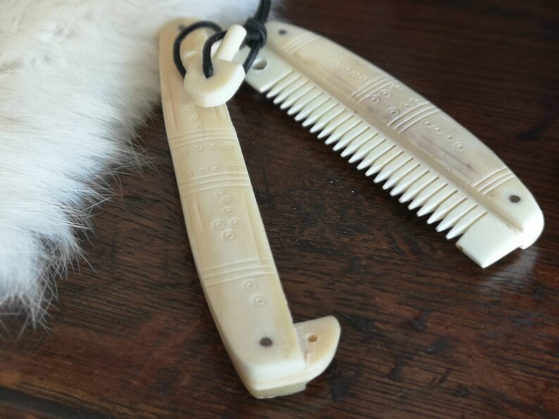 Bone Comb Hand Made Viking Bone Comb With Carvings and Case Etsy