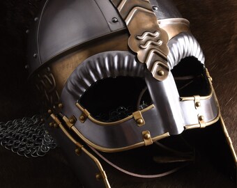 Helmet, Viking Spectacle Helmet Beowulf 1.2 mm steel with cheek guards and aventail