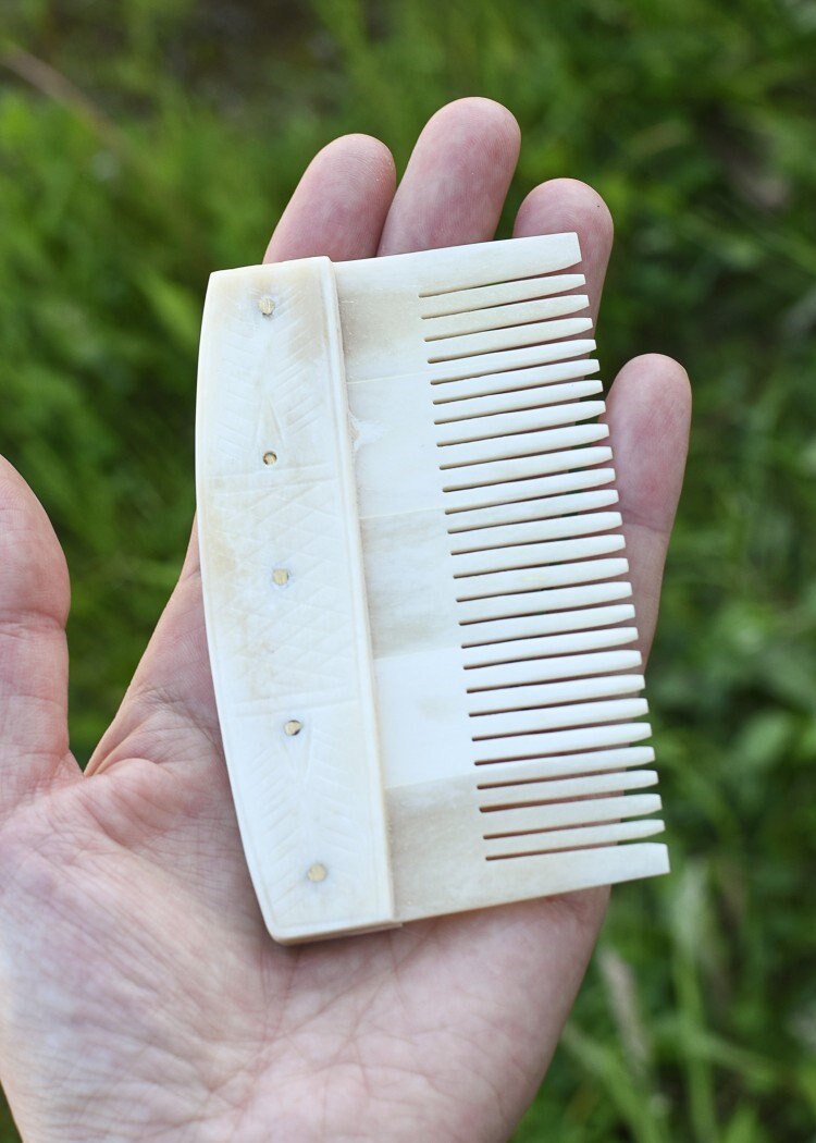 Hand made carved real bone comb Etsy