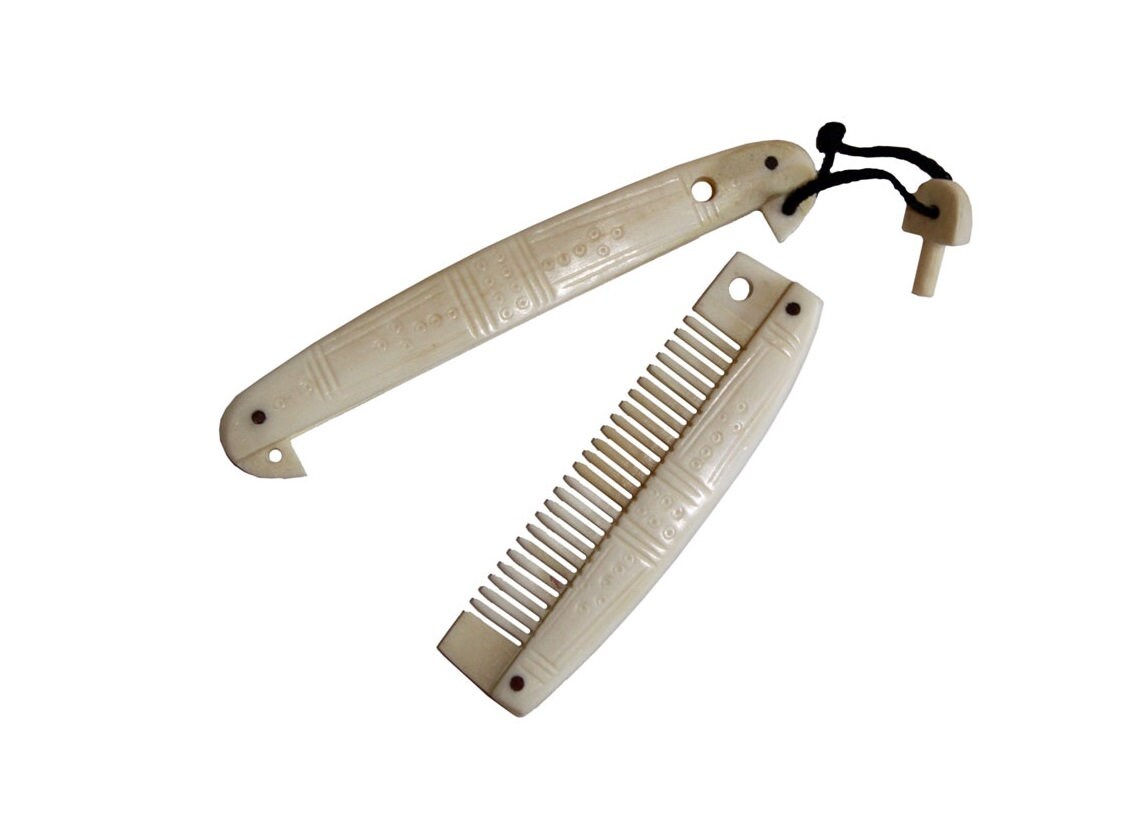 Bone Comb Hand Made Viking Bone Comb With Carvings and Case Etsy UK
