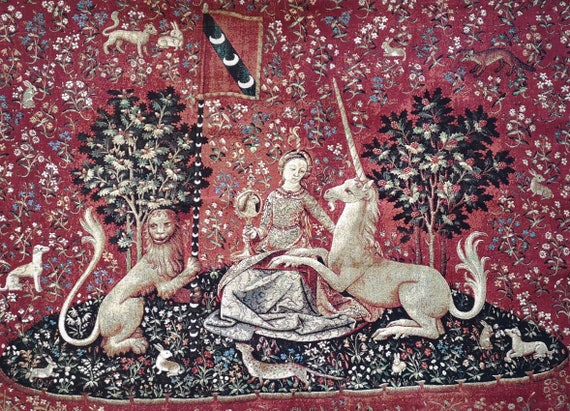 The Lady and the Unicorn Woven Tapestry Wall Hanging Sight 39x54