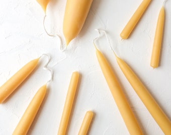 Beeswax candles, Pair of Hand Dipped Candles from Pure Beeswax