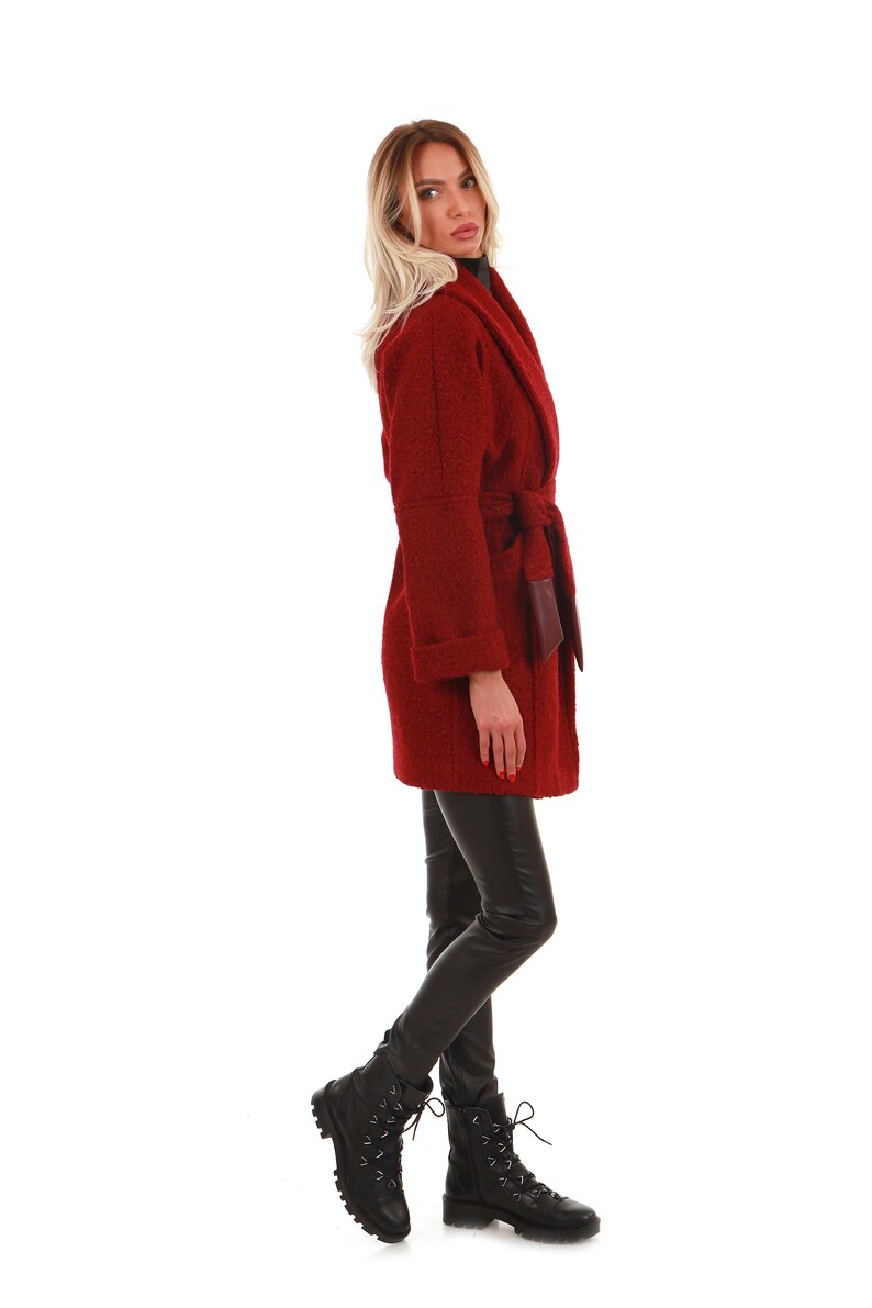 Ladies wool coat Fur coat Womens Fur coat Stylish brown maxi coat Long winter coat Overcoat Warm outerwear Fur coat