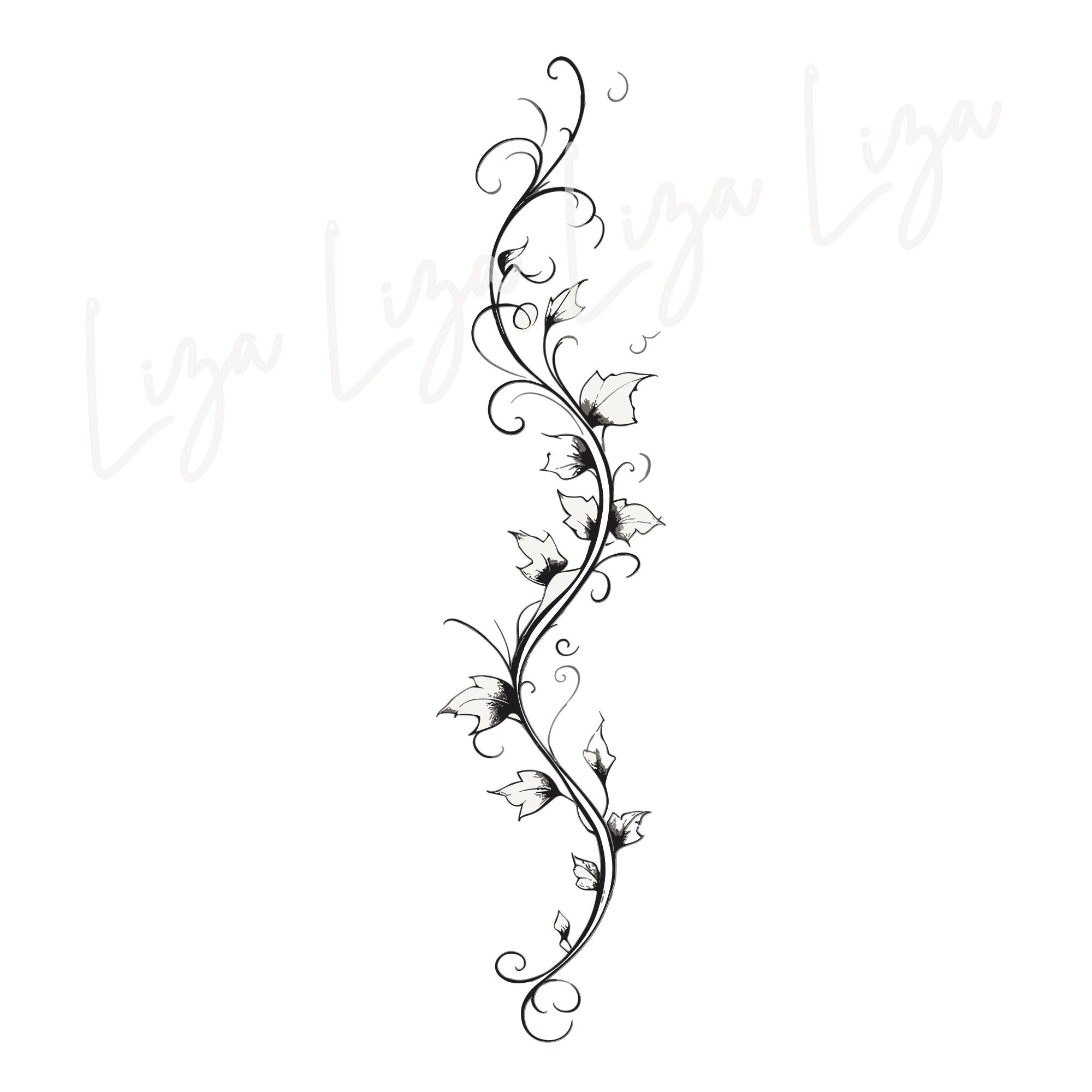 Floral Vines Tattoo Design Digital Vertical Back Tattoo Designs, Set of 4, Svg, Png, Jpg, Psd - Etsy