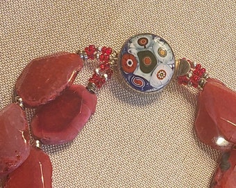 Yummy Red Agate Statement Necklace